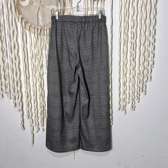 CHALET NWT Pull On Cropped Gray Plaid Wide Leg Pant Size M - Picture 4 of 10